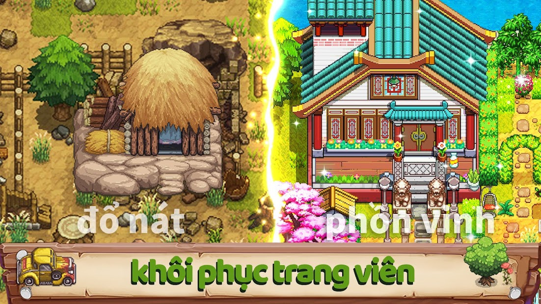 Cảnh quan nông trại trong game Harvest Town