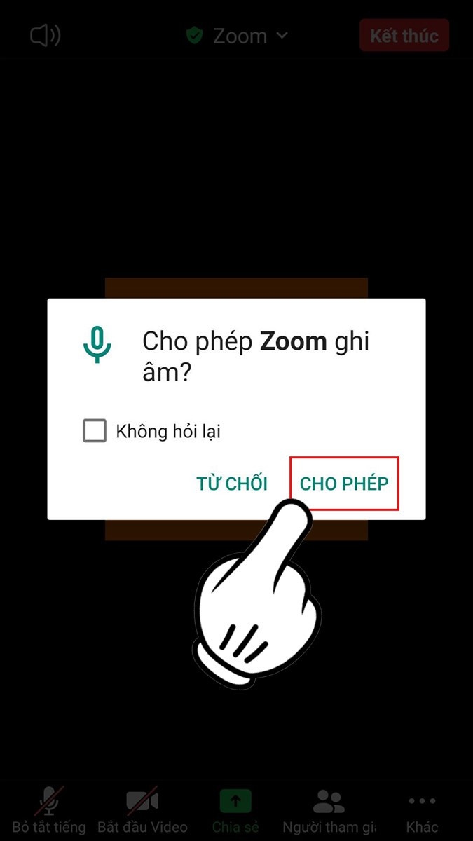 Cấp quyền âm thanh cho Zoom