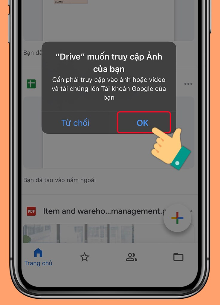 Cấp quyền cho Google Drive truy cập vào ảnh của bạn