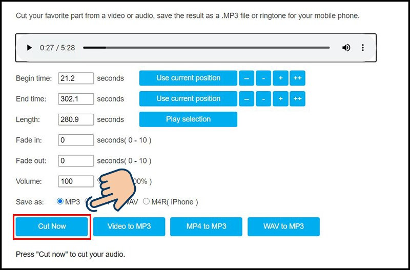 Cắt nhạc với MP3 Cutter and Ringtone Maker