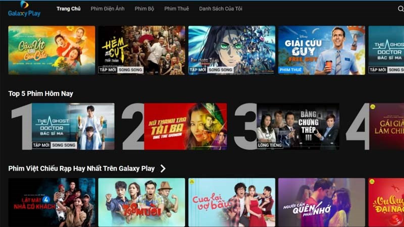 C&aacute;c g&oacute;i phim tr&ecirc;n Galaxy Play