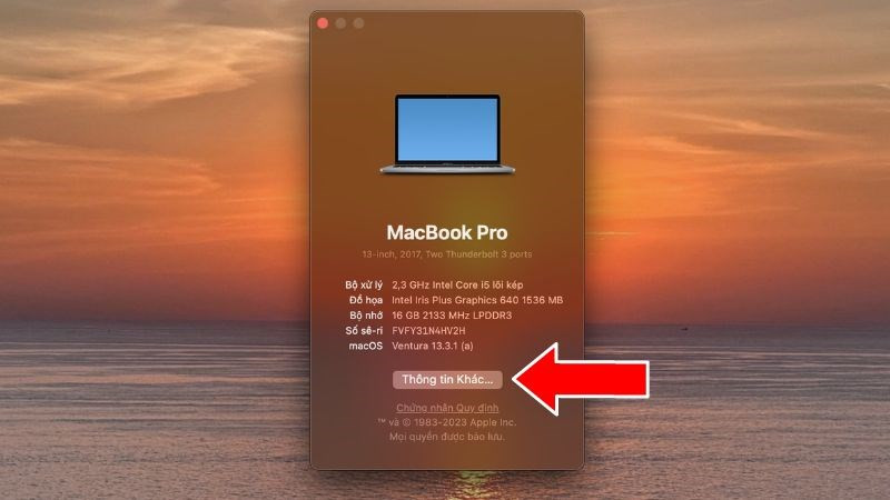 C&aacute;c th&ocirc;ng tin phần cứng Macbook