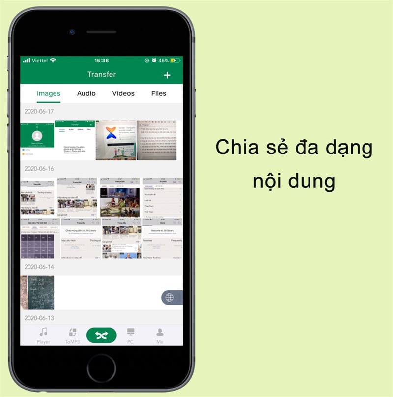 Chia sẻ được đa dạng nội dung