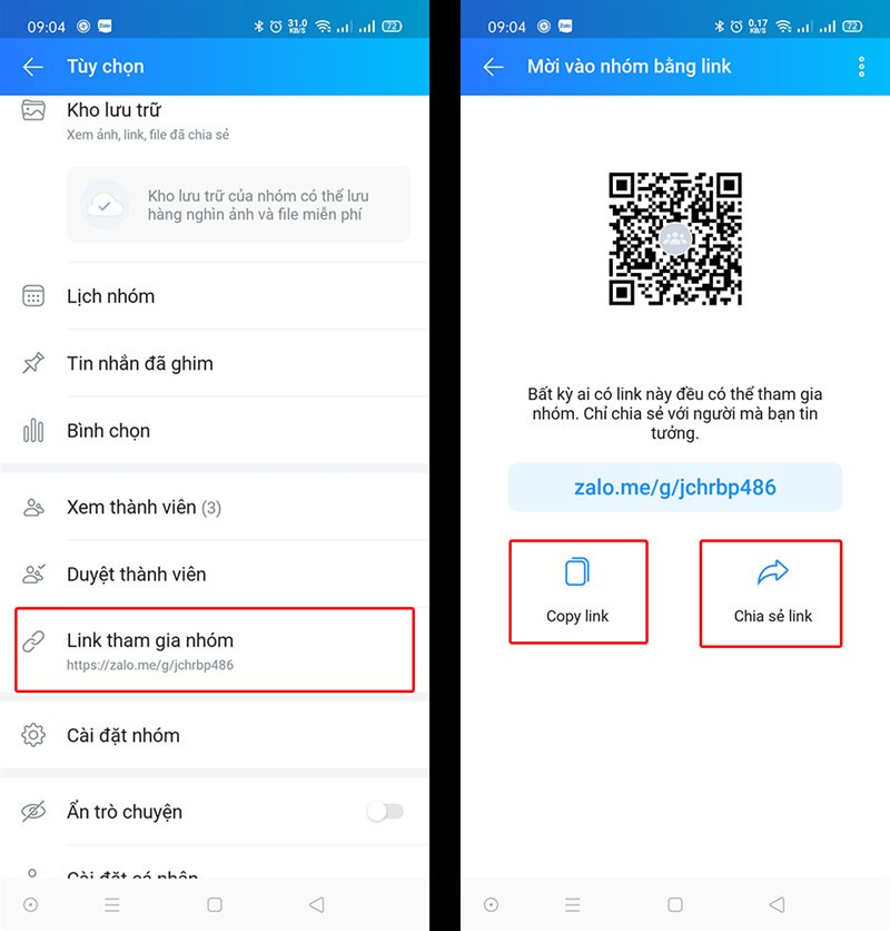 Chia sẻ link nhóm Zalo