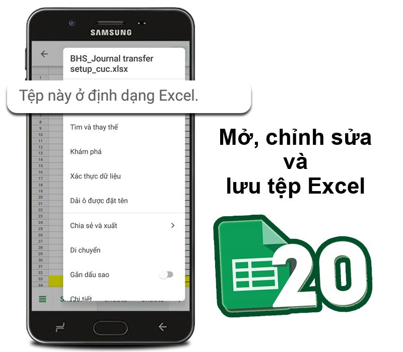 Chỉnh sửa, lưu tệp dạng Excel Google Trang tính