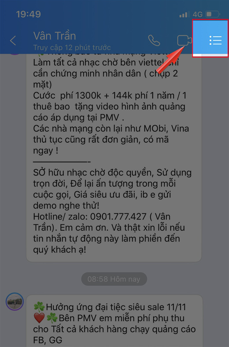 Chọn biểu tượng 3 gạch ngang ph&iacute;a tr&ecirc;n g&oacute;c phải m&agrave;n h&igrave;nh.