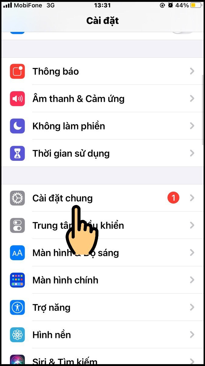 Chọn Cài đặt chung