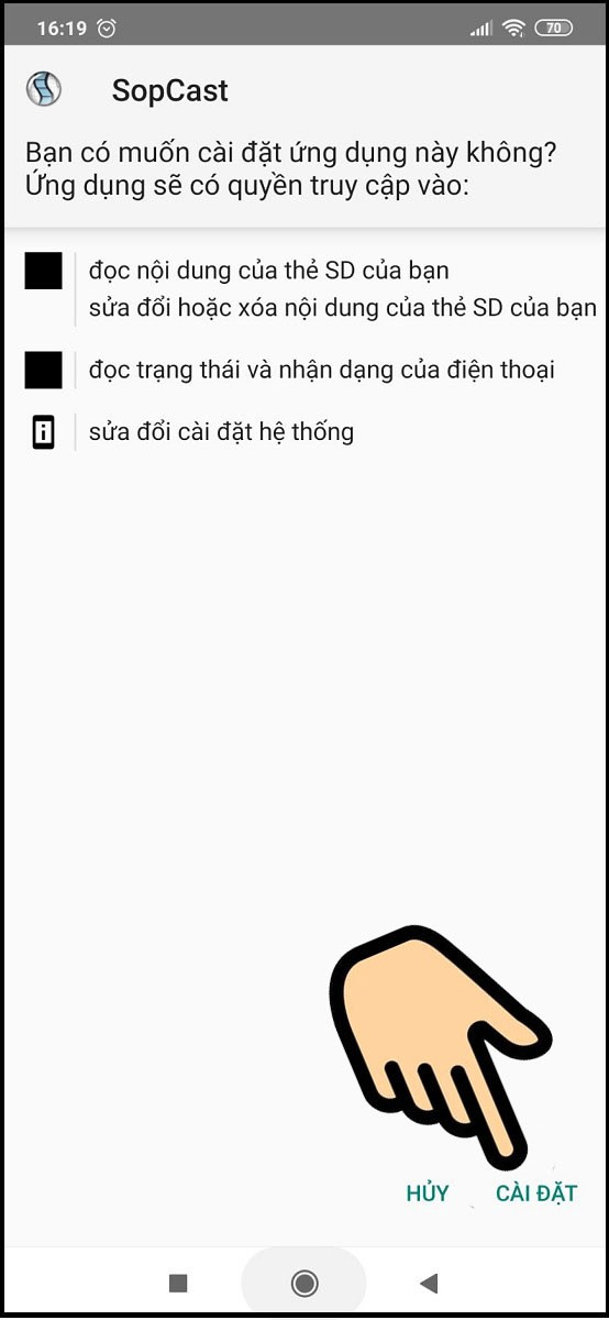 Chọn Cài đặt