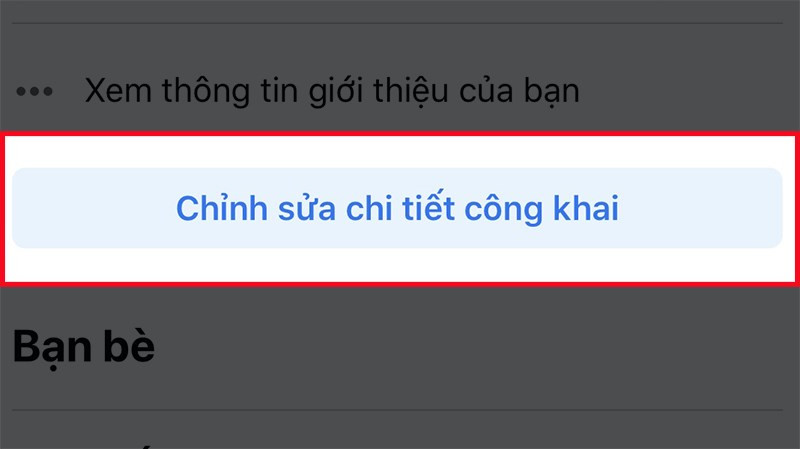 Chọn “Chỉnh sửa chi tiết công khai”