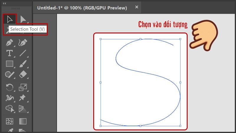 Chọn c&ocirc;ng cụ Selection Tool v&agrave; chọn v&agrave;o đối tượng