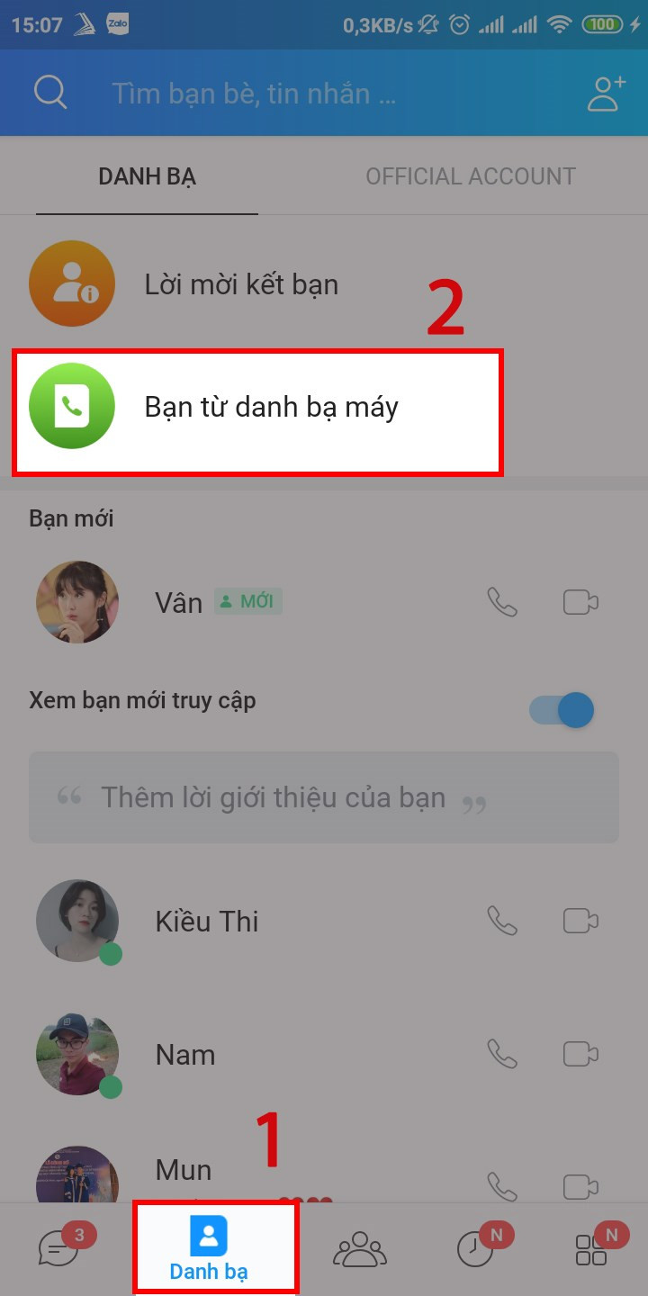 Chọn danh bạ từ máy