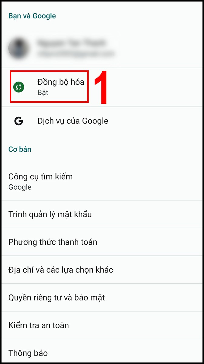 Chọn đồng bộ hóa