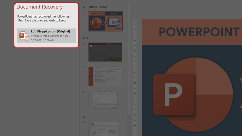 Chọn file PowerPoint đã được tự động lưu