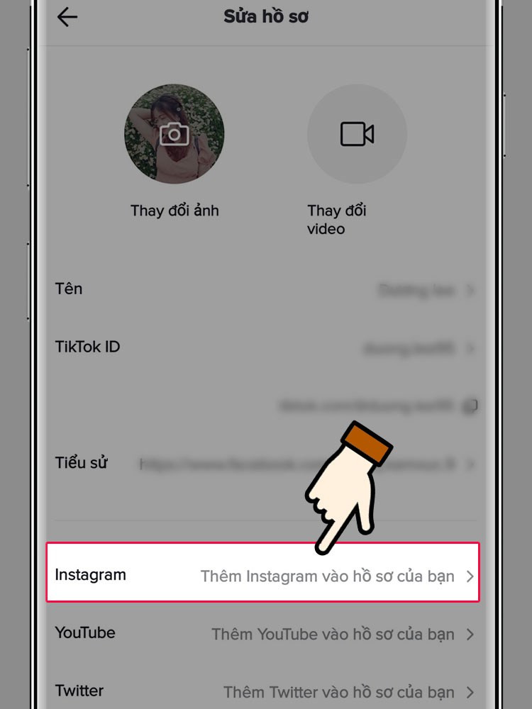 Chọn Instagram trên TikTok