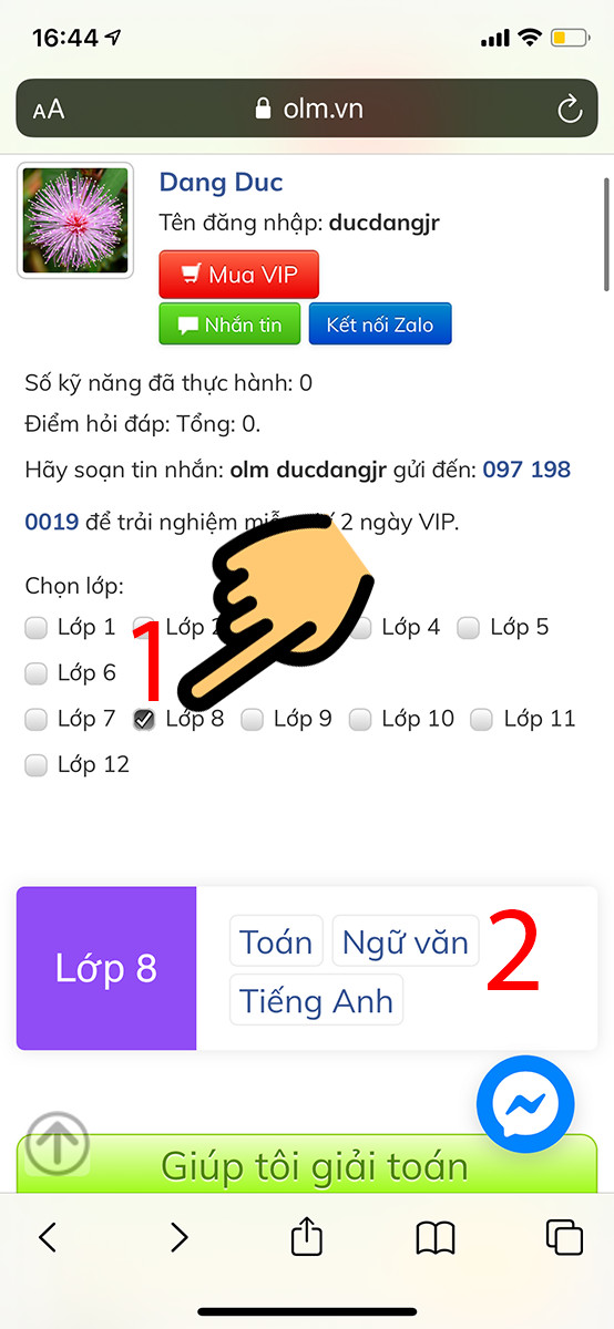 Chọn khối lớp