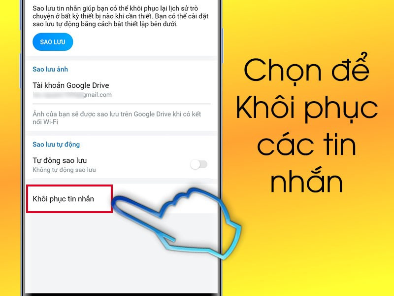 Chọn Khôi phục tin nhắn