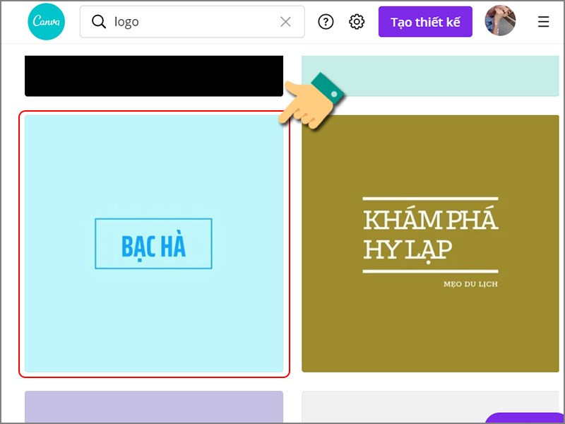 Chọn mẫu logo trên Canva