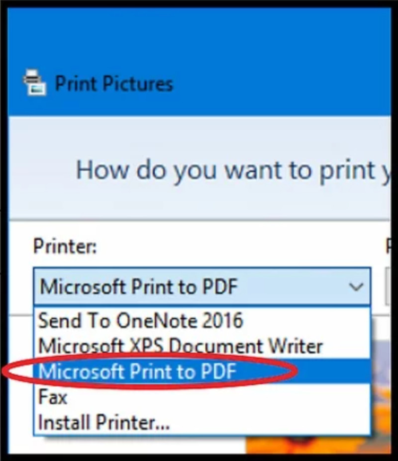 Chọn "Microsoft Print to PDF"