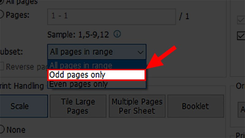 Chọn Odd pages only