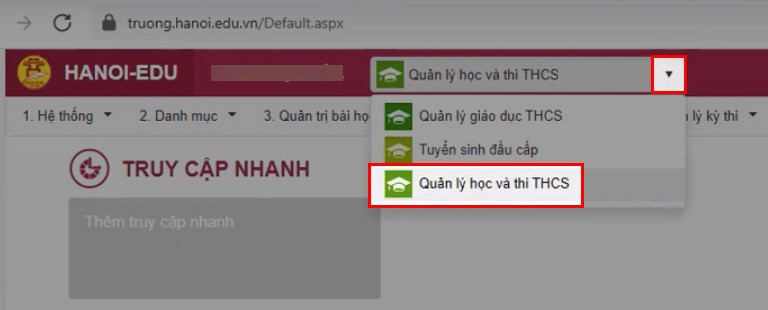 Chọn Quản lý học và thi