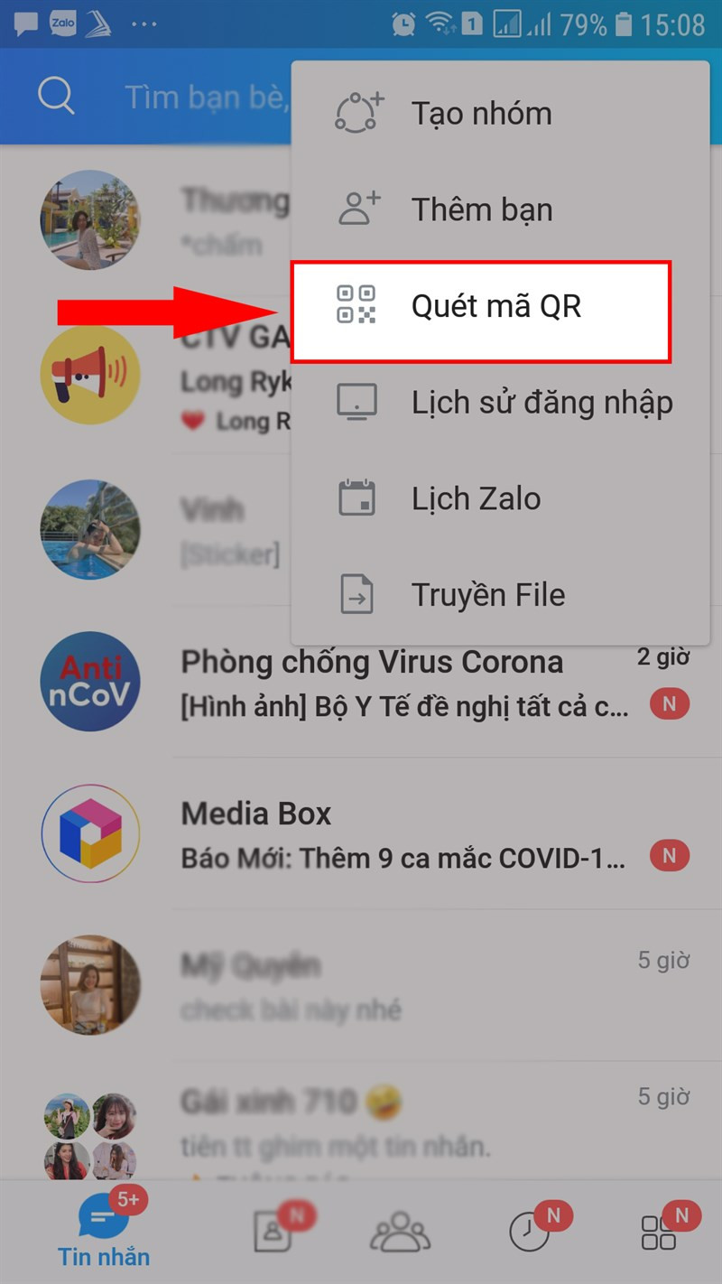 Chọn quét mã QR