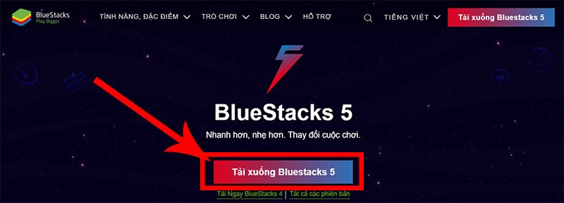 Chọn Tải xuống BlueStacks 5