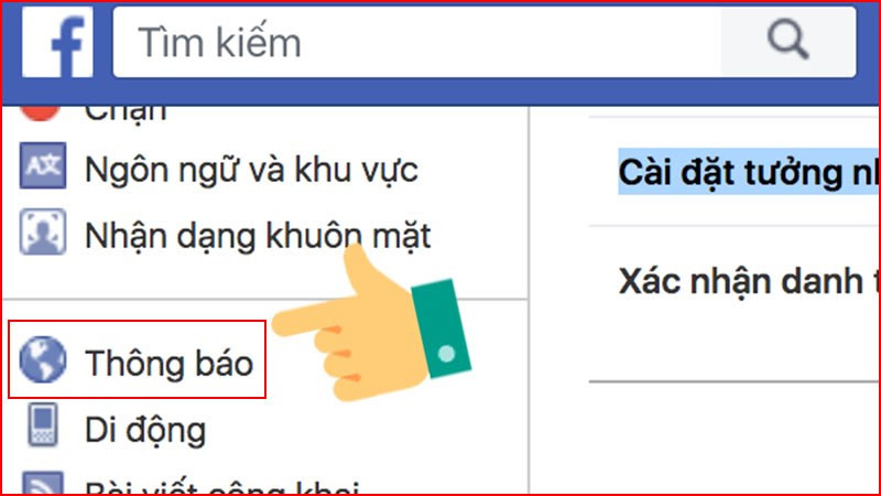 Chọn thông báo Facebook