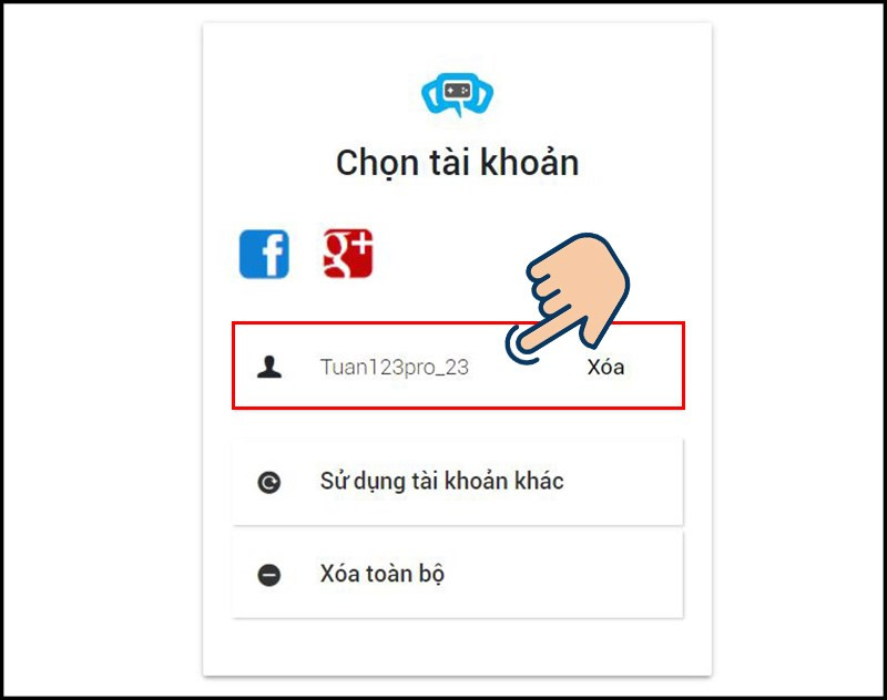 Chọn T&agrave;i khoản bạn vừa tạo.