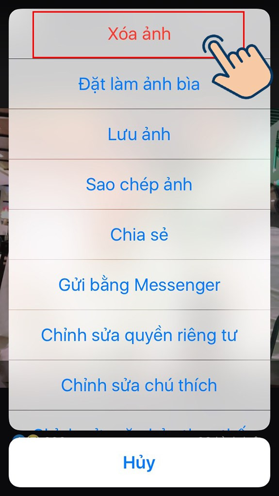 Chọn Xóa ảnh