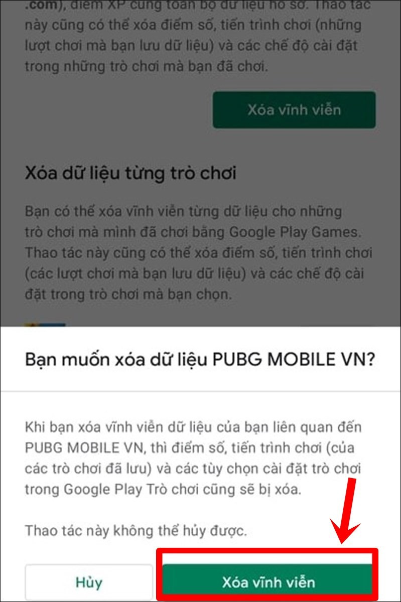 Chọn Xóa vĩnh viễn