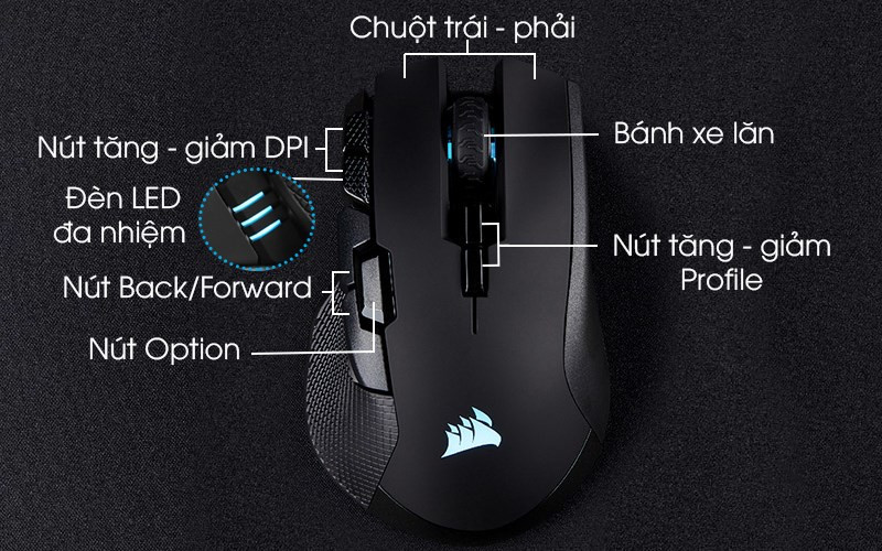  Chuột kh&ocirc;ng d&acirc;y Gaming Corsair Iron Claw RGB