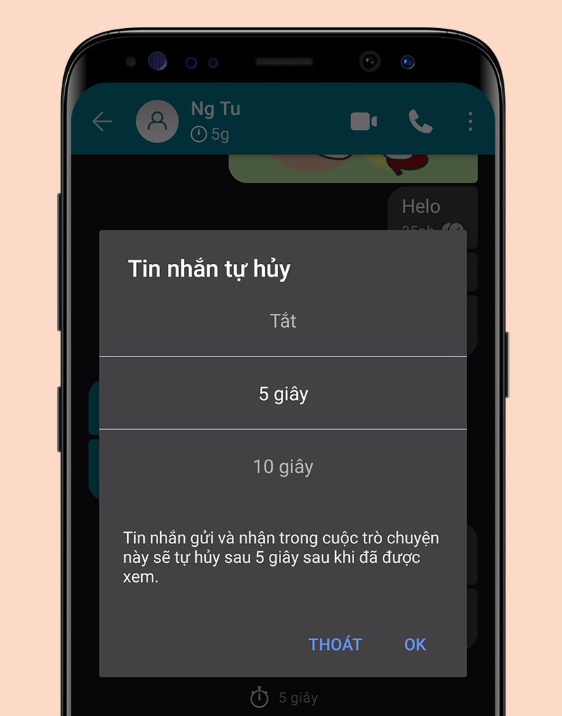 C&agrave;i đặt thời gian hủy tin nhắn