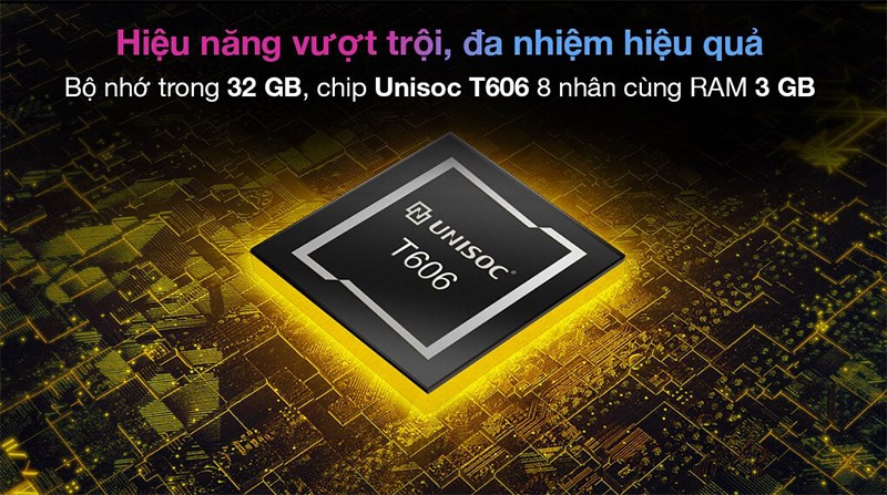 Con chip Unisoc T606 khá mới lạ cùng bộ nhớ trong 32 GB