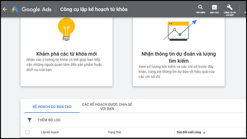 Công cụ Google Keyword Planner