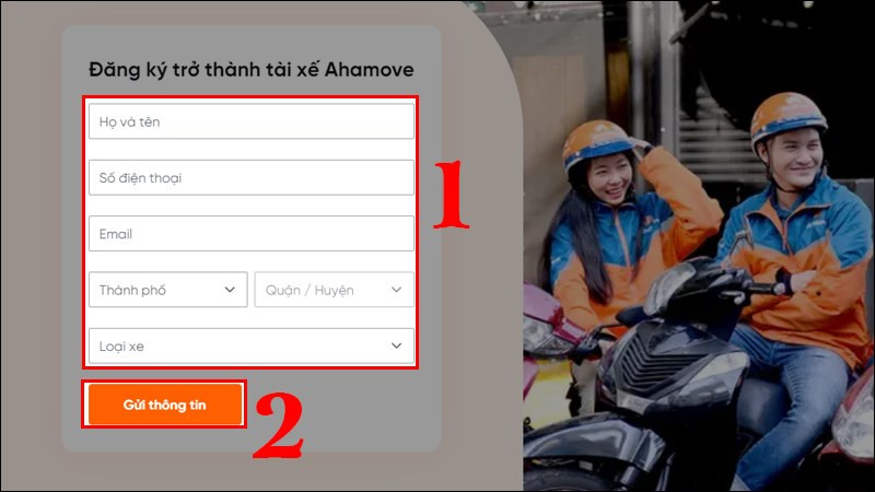 Đăng k&yacute; chạy Ahamove tr&ecirc;n website