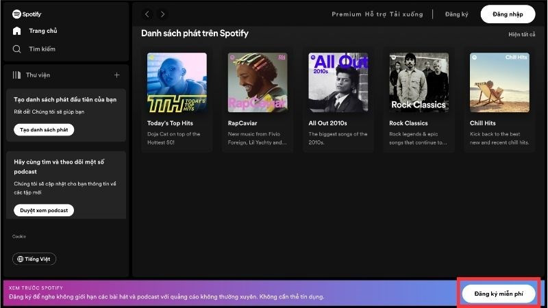 Đăng ký Spotify miễn phí - Bước 1