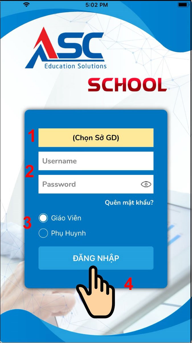 Đăng nhập vào ASC-School