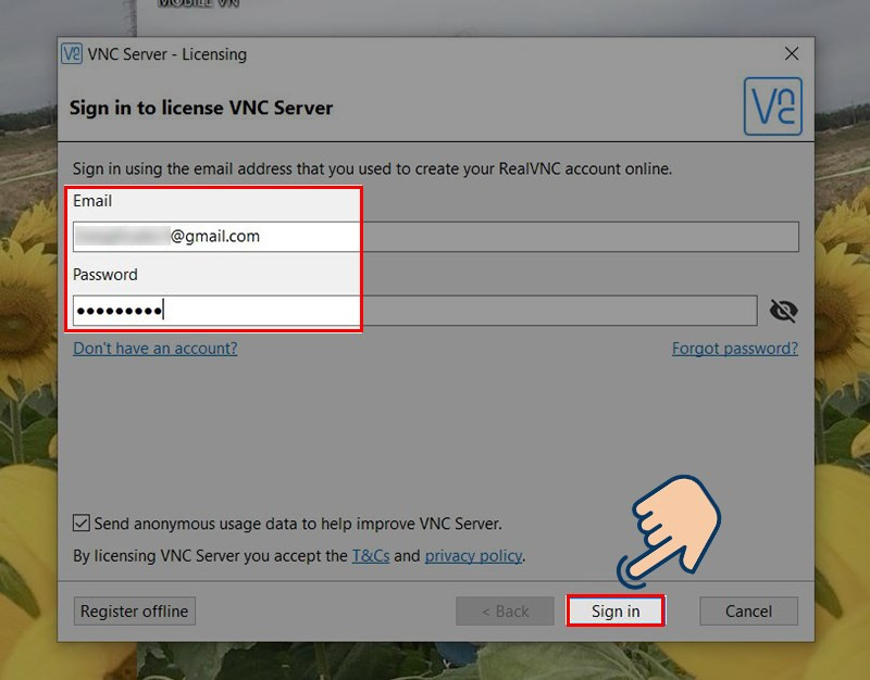 Đăng nhập VNC Server