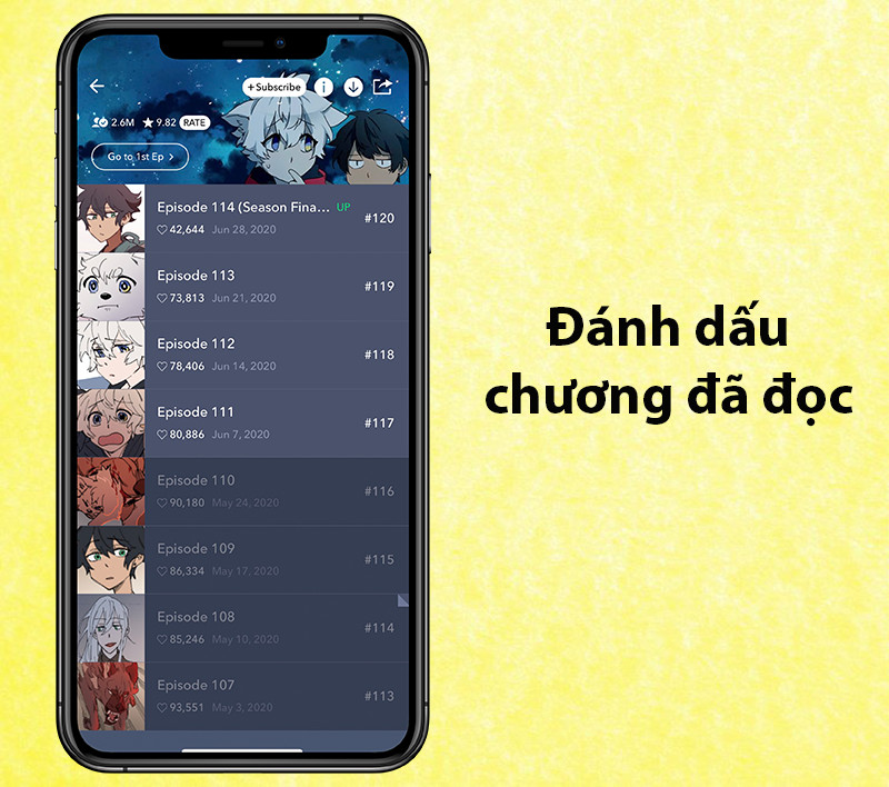 Đánh dấu chương đã đọc