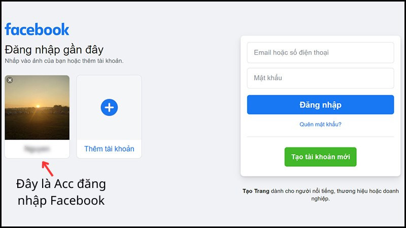 Để đăng nhập Facebook, bạn cần có Account