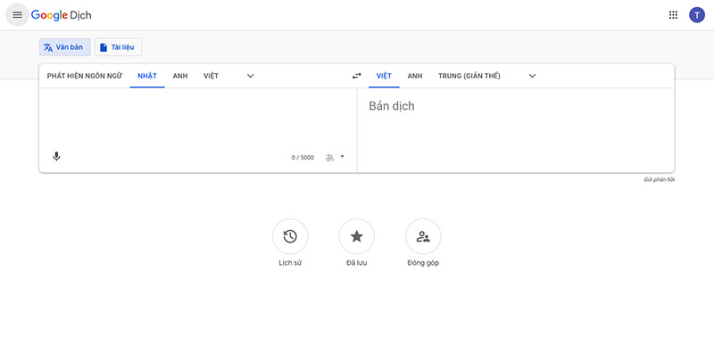 Dịch tiếng Nhật online với Google Dịch