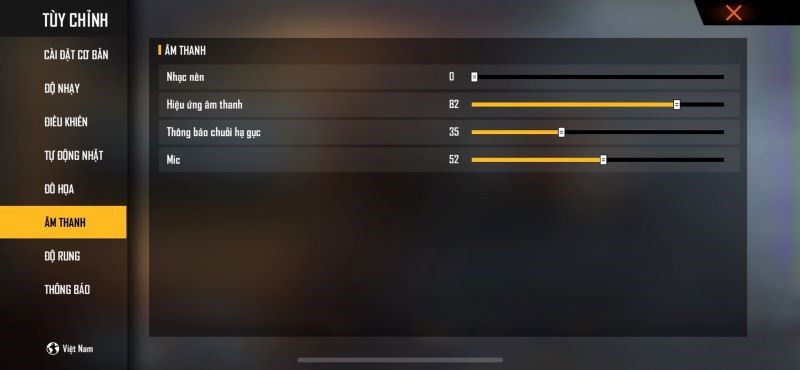 Điều chỉnh &Acirc;m thanh (Sound) trong Free Fire