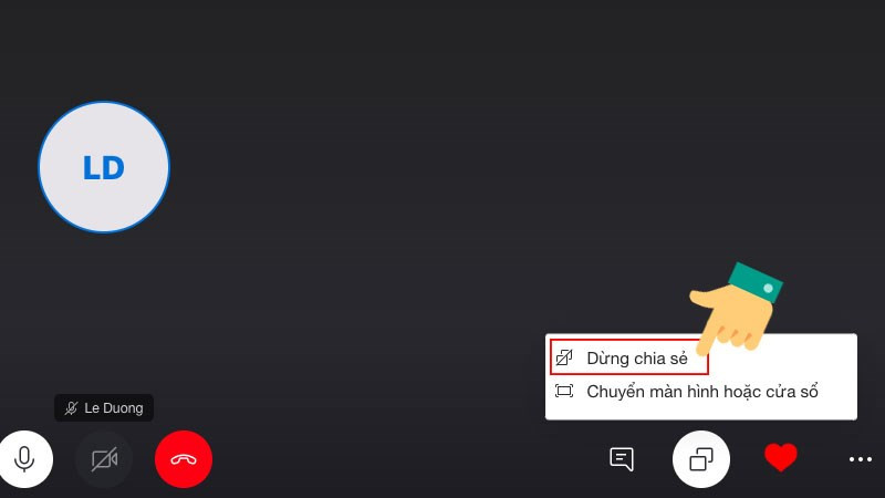 Dừng chia sẻ màn hình Skype