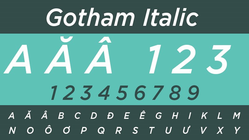 Font Gotham Italic Việt h&oacute;a