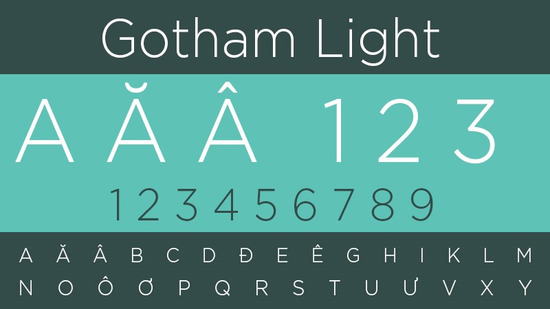 Font Gotham Light Việt h&oacute;a