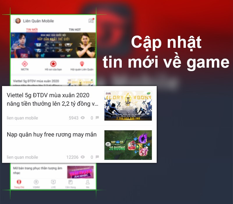 Garena ứng dụng giúp bạn cập nhật thông tin mới nhất về game