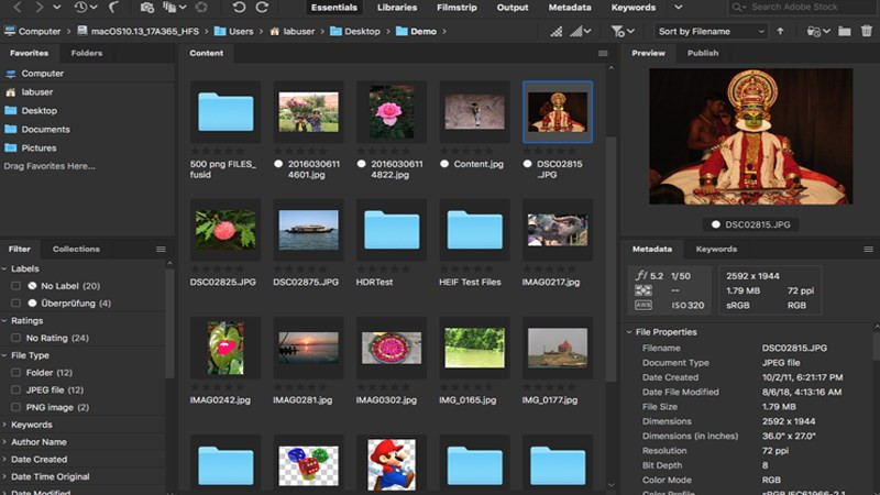 Giao diện Adobe Bridge