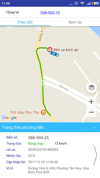 Giao diện báo cáo của VNET GPS