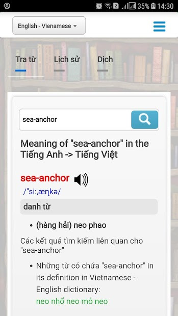 Giao diện chính Vdict