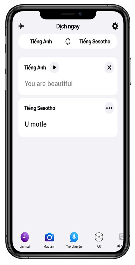 Giao diện của ứng dụng Dịch ngay- Translator Now